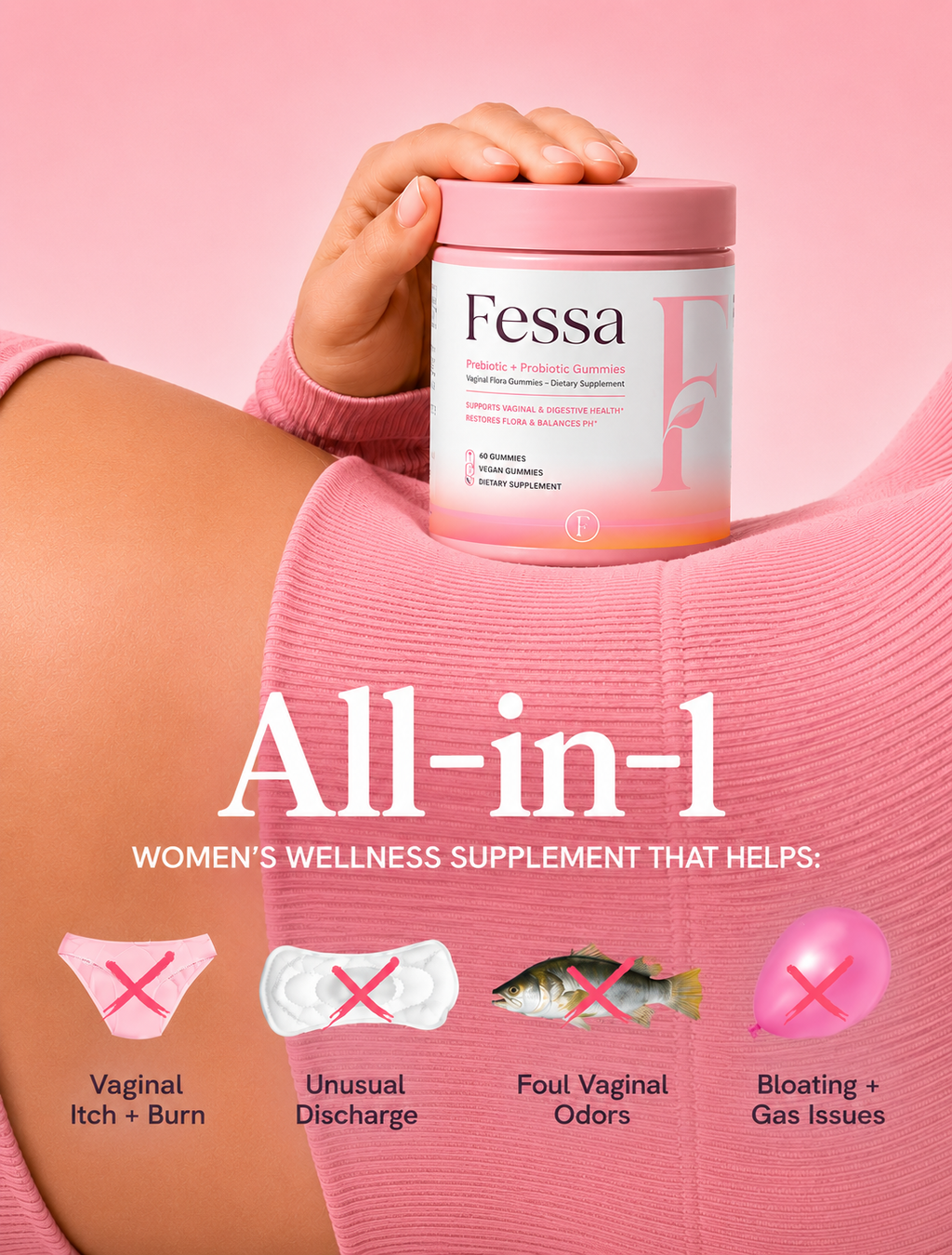 Fessa | All-in-1  Women's Vaginal Prebiotic + Probiotic Gummies