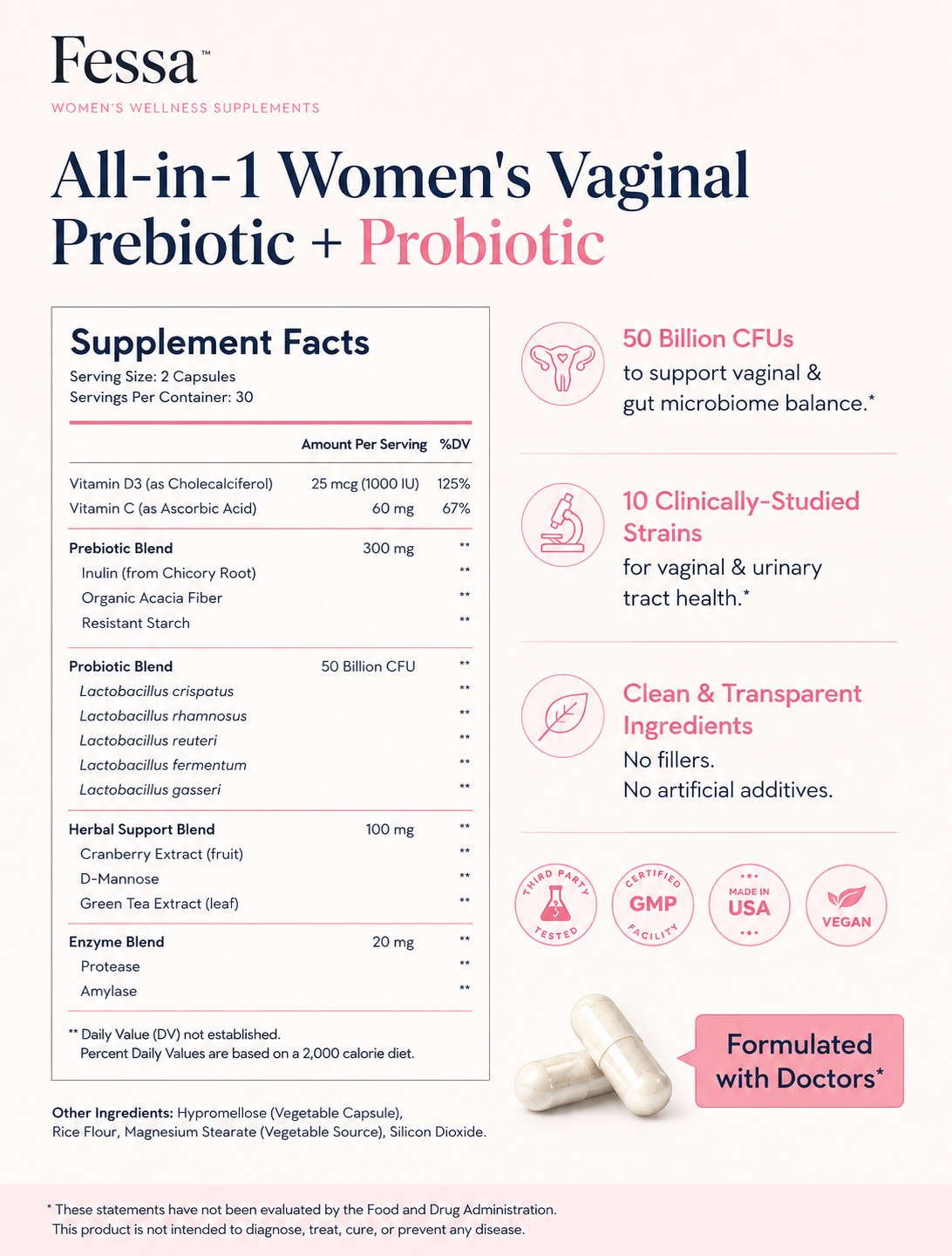 Fessa | All-in-1  Women's Vaginal Prebiotic + Probiotic Gummies
